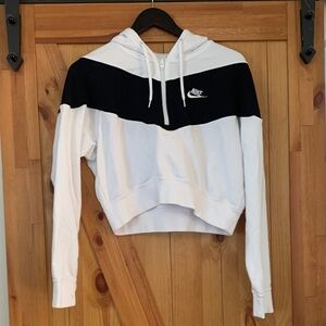 Nike Women's Contrast Black and White Hoodie